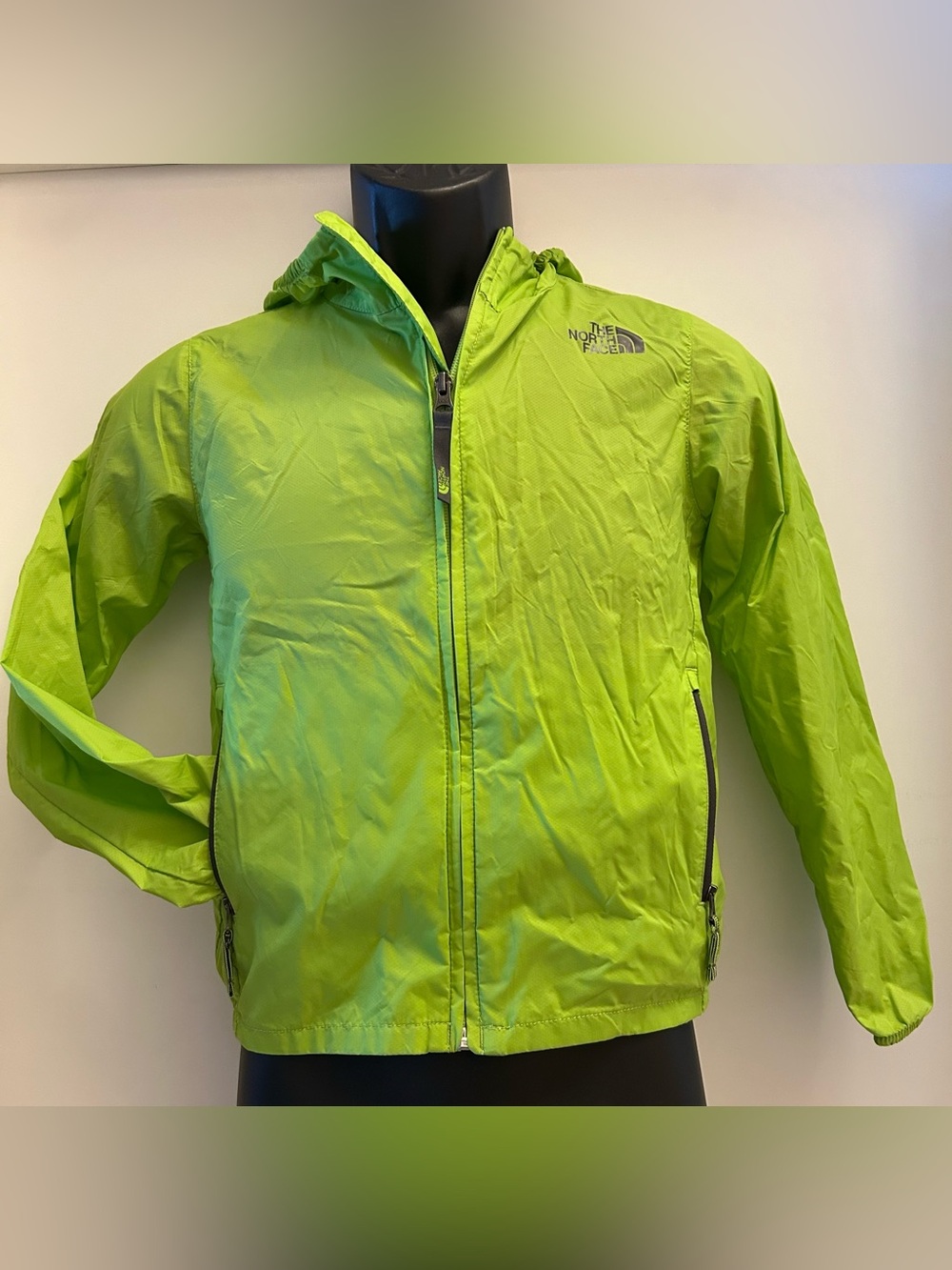 The North Face Kids Lime Green Hooded Windbreaker Jacket